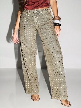 KIZN Wide Leg Studded Jeans Size 25